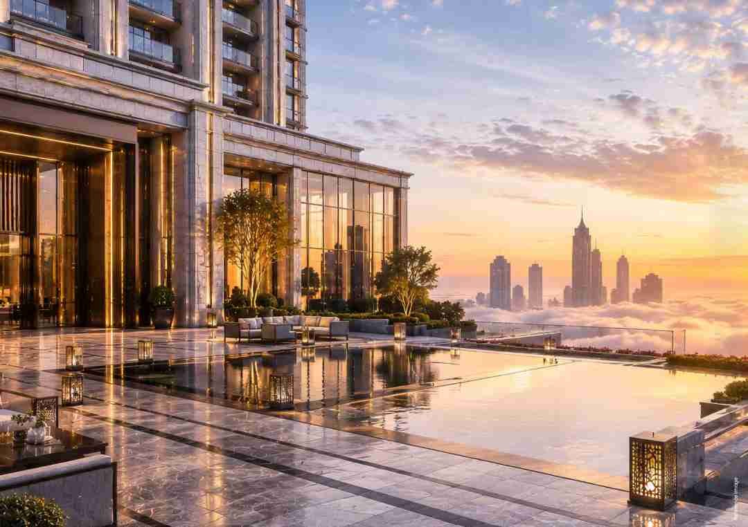 Rooftop pool facade